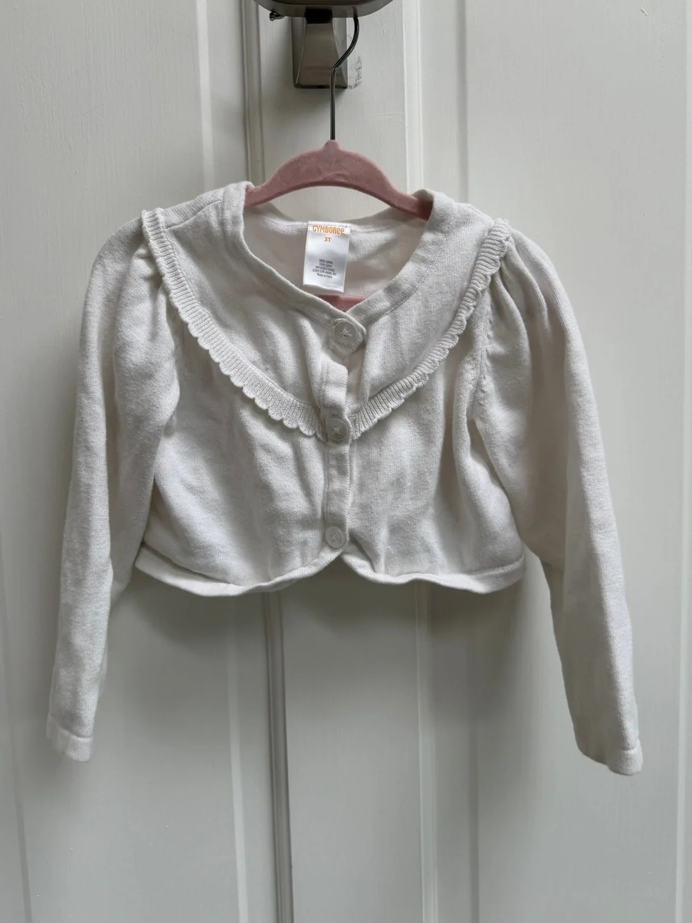 Gymboree 3T Girls White Button-Front Cardigan Sweater
